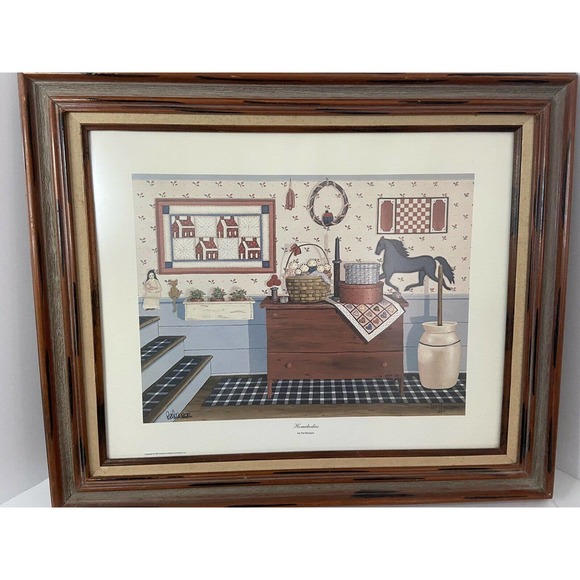 1987 Print Art "Homebodies" By Pat Pearson Signed Framed In Good Condition - Picture 1 of 5